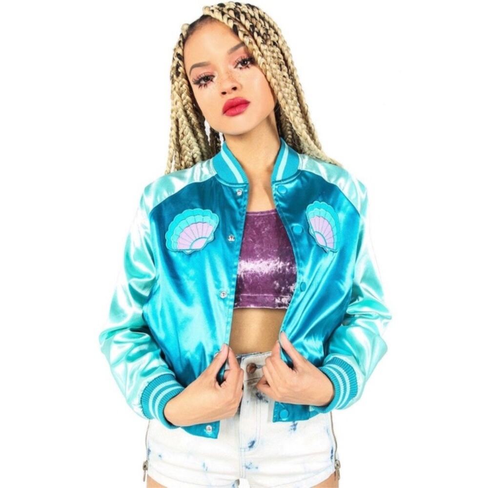 NWT Iron Fist Mermaid For Life Bomber Jacket Size Small